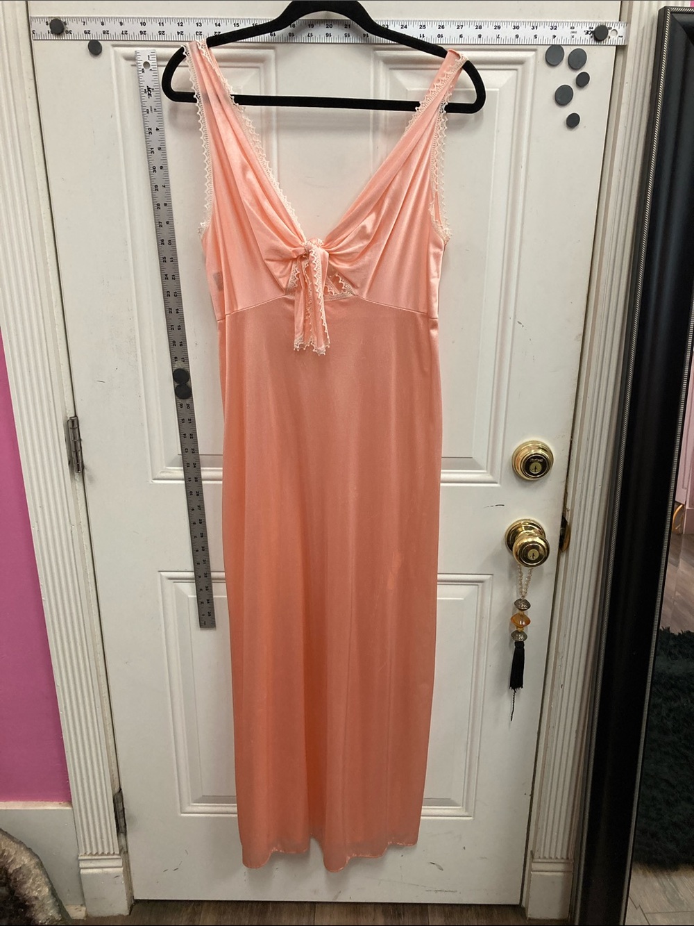 Floor length Salmon Lacy Night Gown - Pre-loved